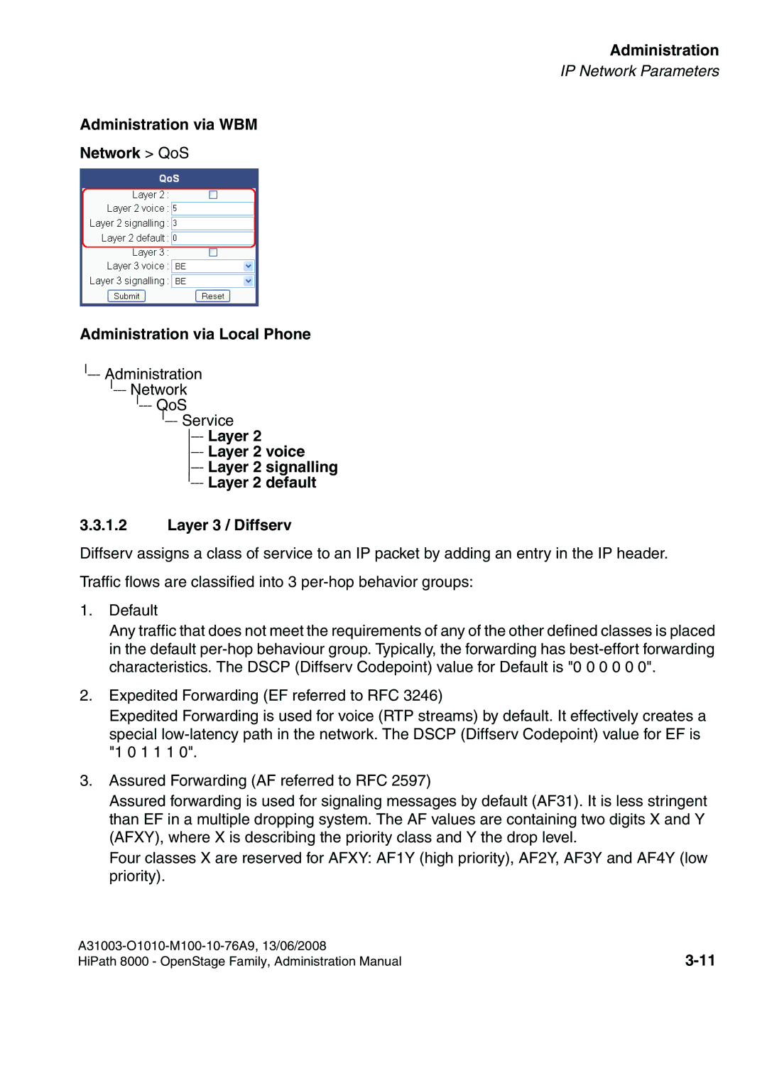 Siemens 8000 manual Administration Network QoS Service 