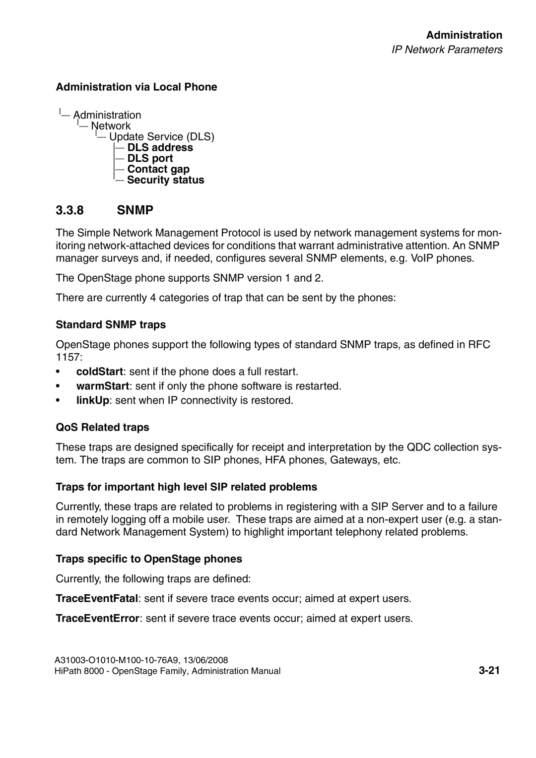 Siemens 8000 manual Snmp 