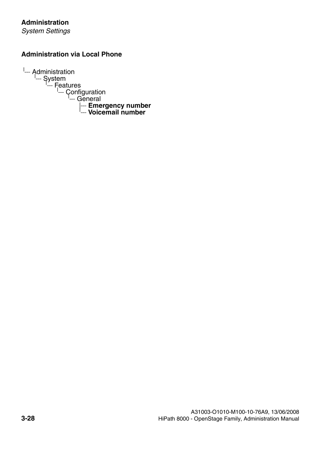 Siemens 8000 manual Emergency number ---Voicemail number 