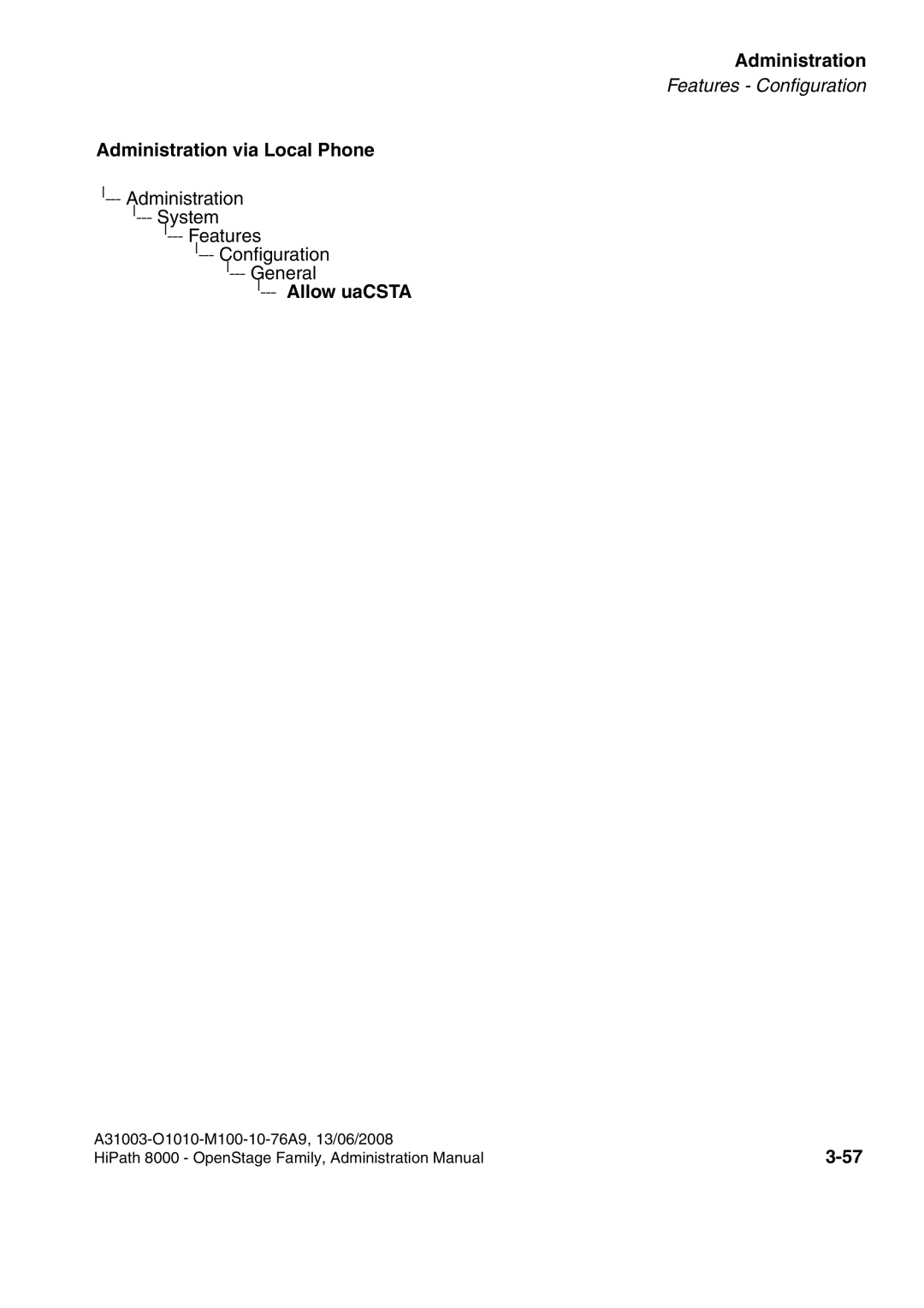 Siemens 8000 manual Allow uaCSTA 