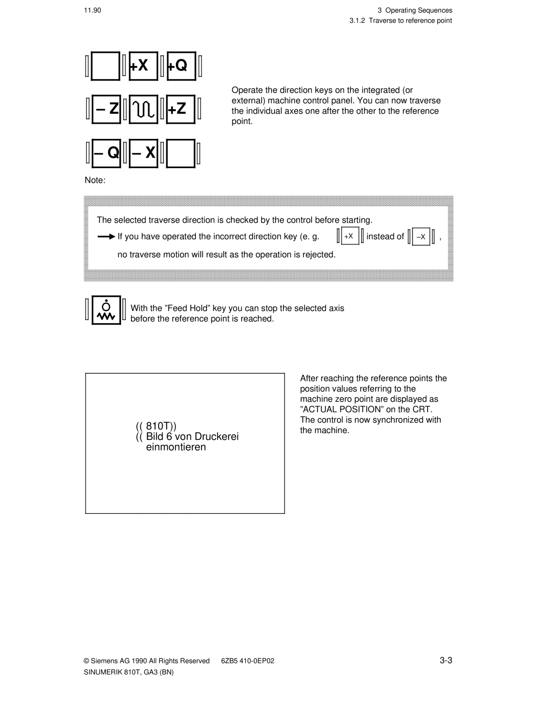 Siemens 810T manual Operating Sequences Traverse to reference point 