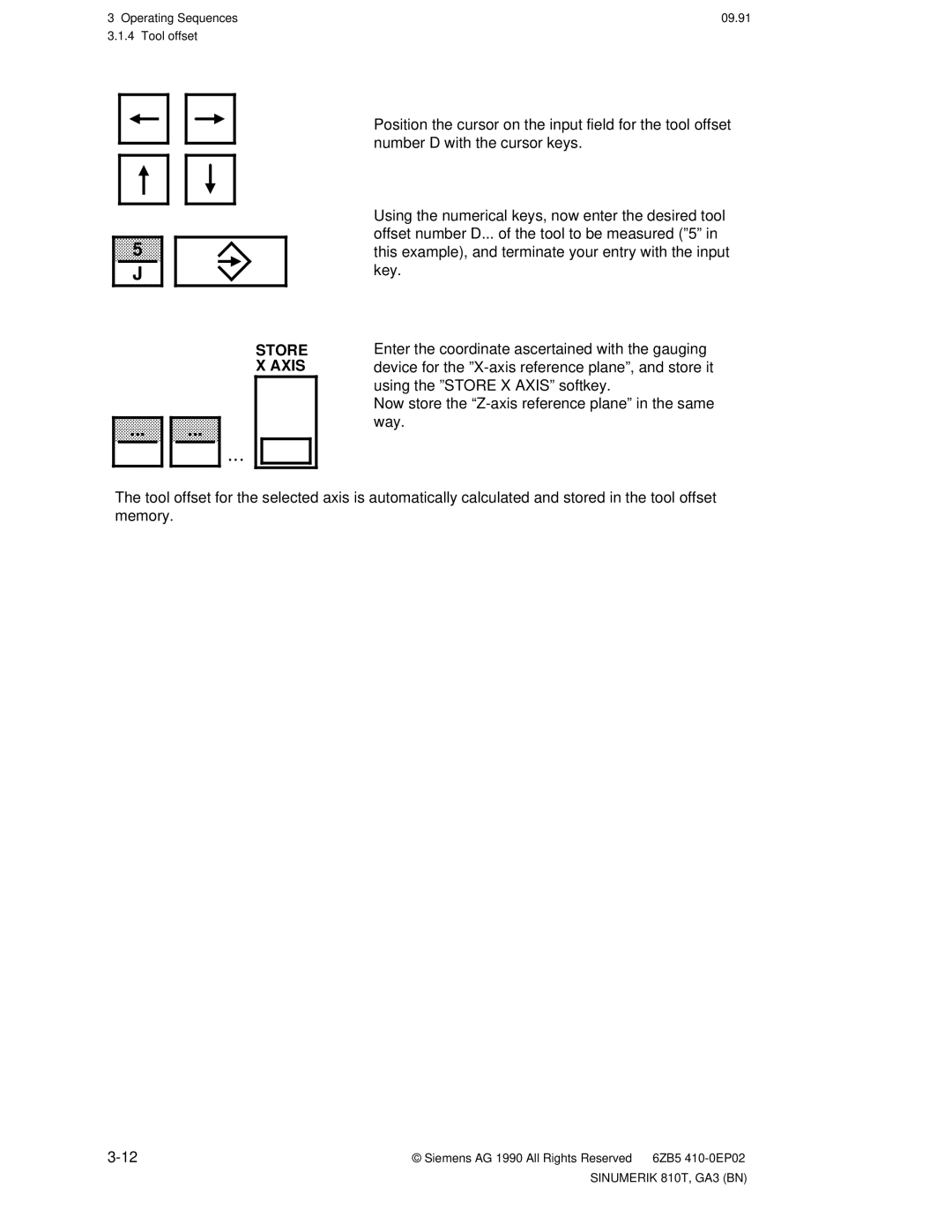 Siemens 810T manual Store Axis 