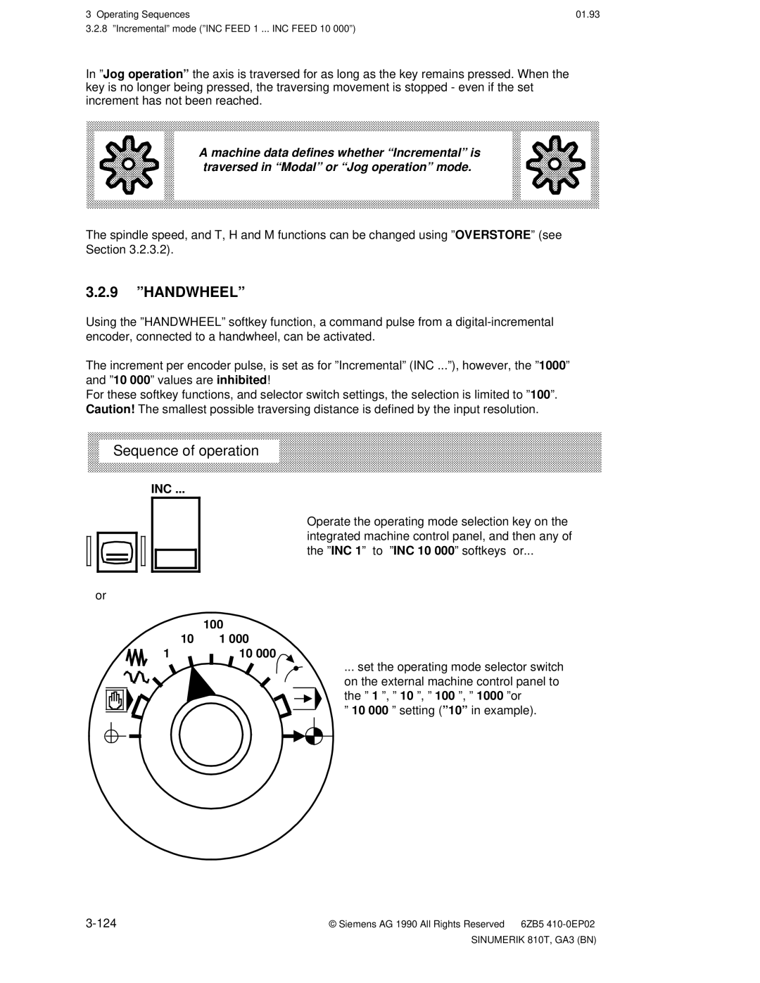 Siemens 810T manual 9 ºHANDWHEELº 