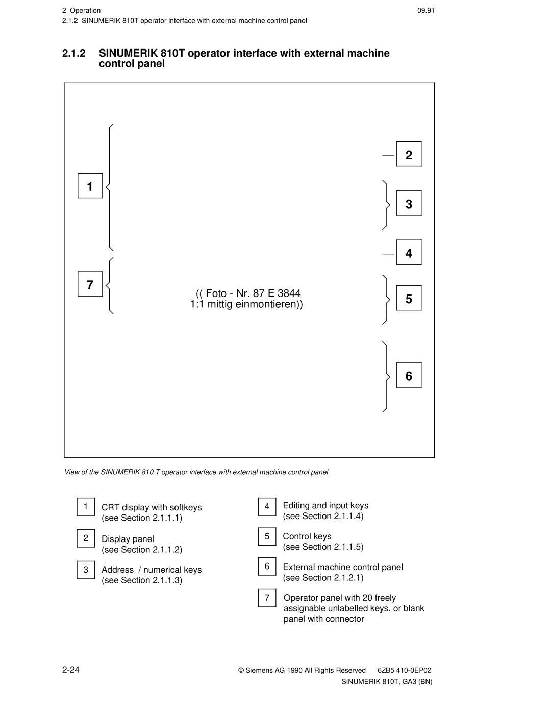 Siemens 810T manual Foto Nr E 3844 11 mittig einmontieren 