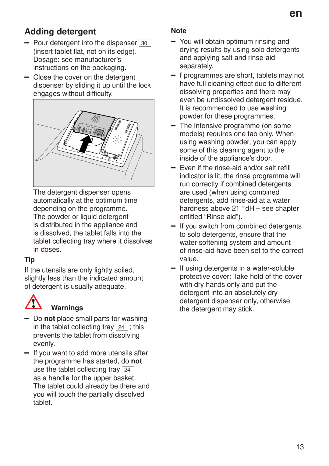 Siemens 9000407137(8811) manual Adding detergent 