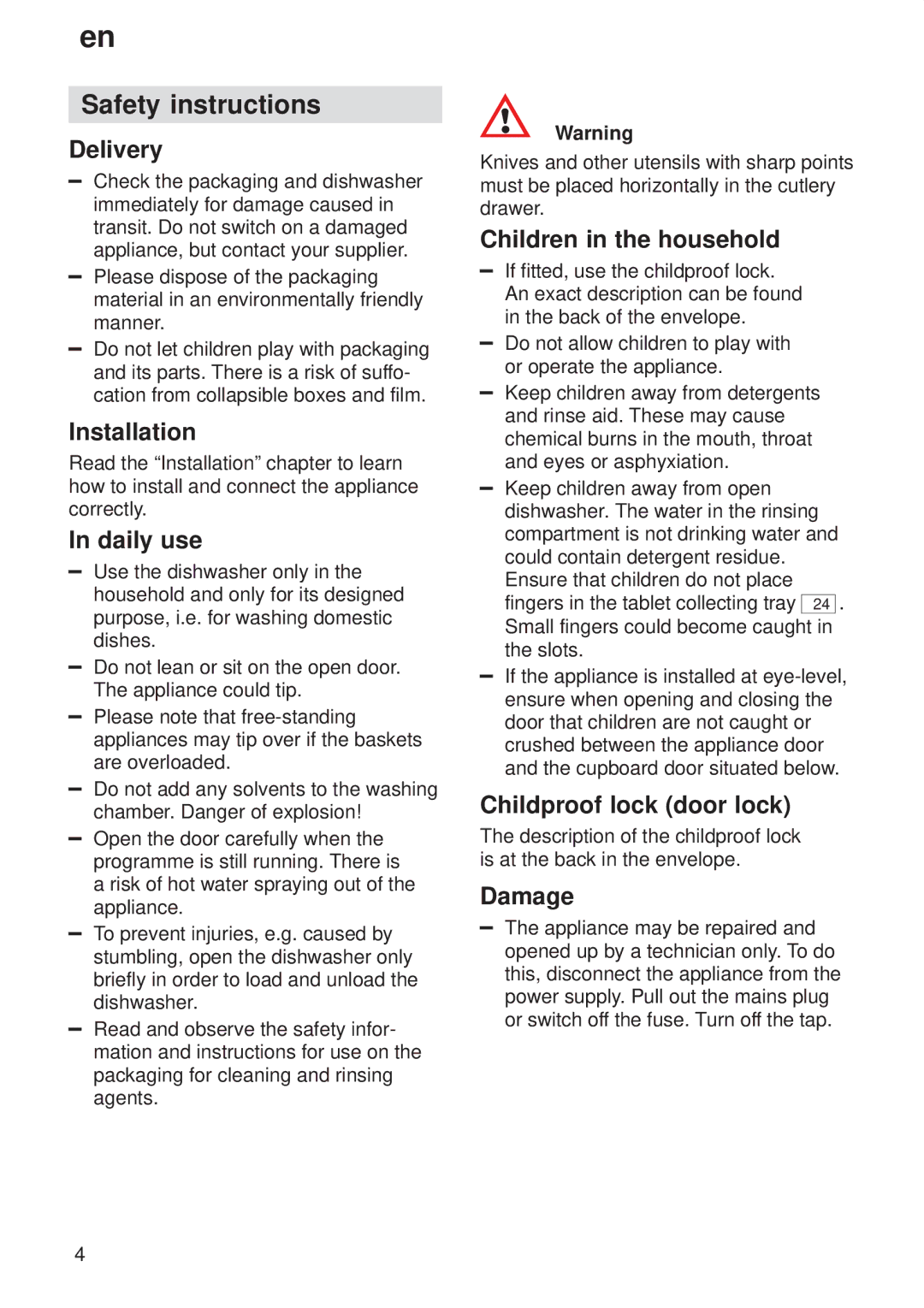 Siemens 9000407137(8811) manual Safety instructions 