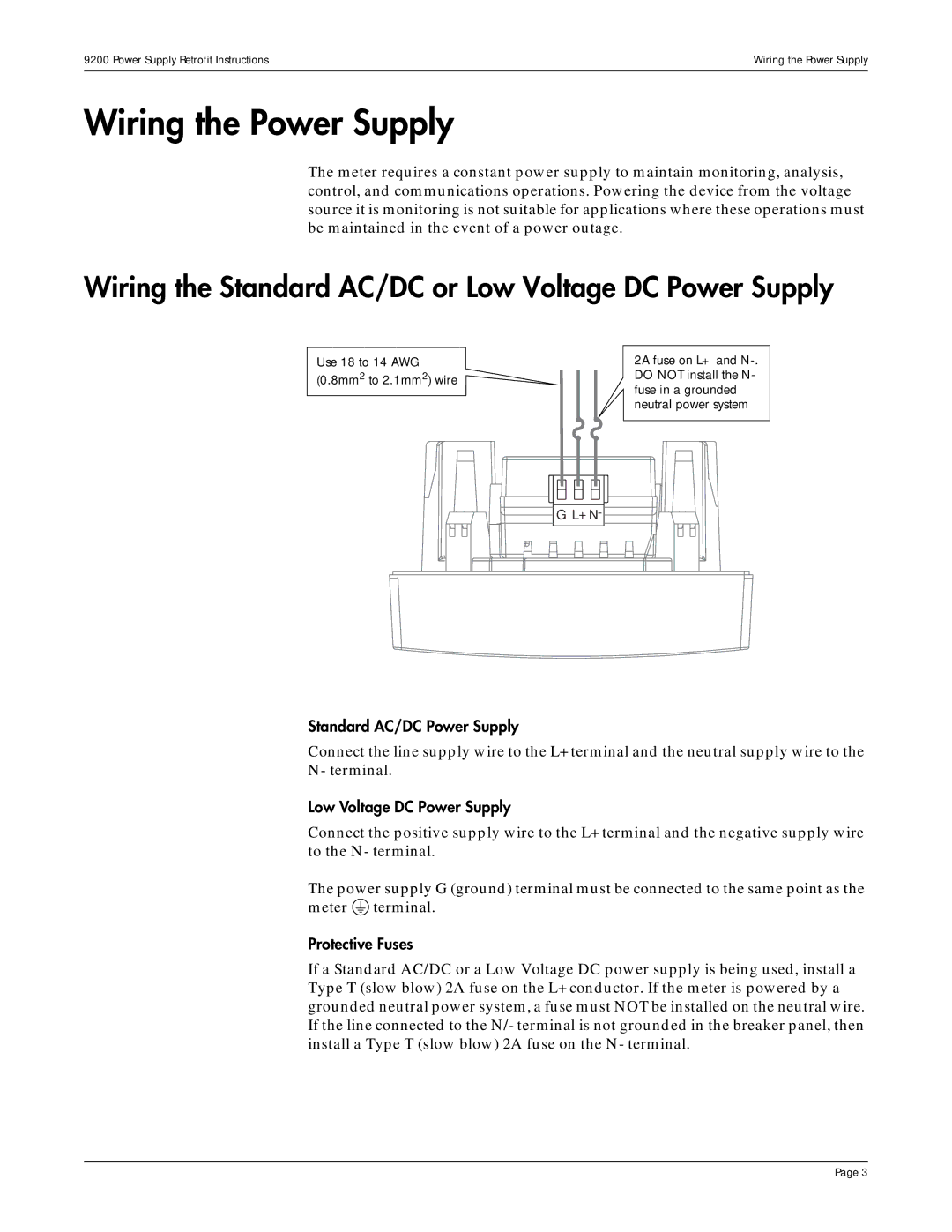 Siemens 9200 specifications Wiring the Power Supply, Wiring the Standard AC/DC or Low Voltage DC Power Supply 