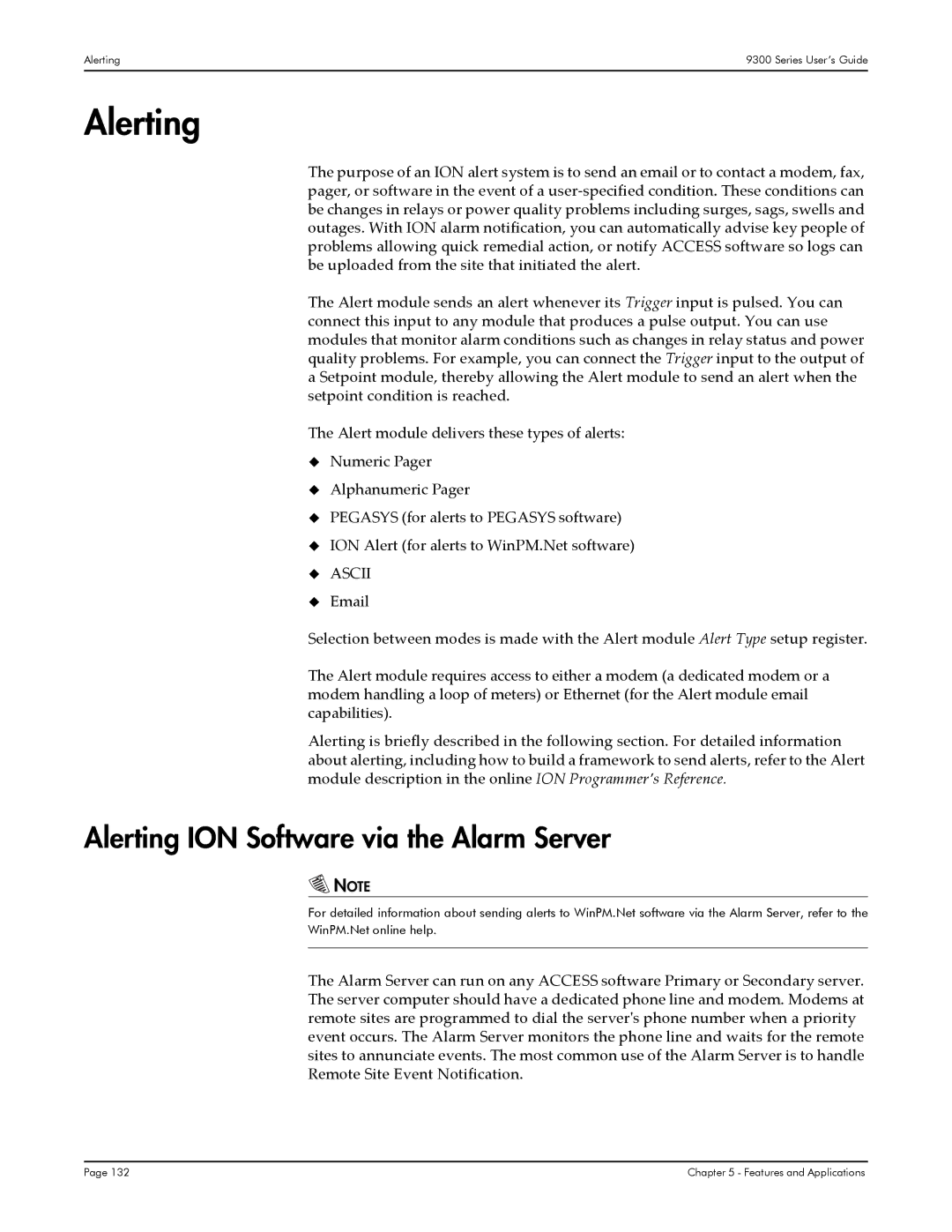 Siemens 9350, 9300, 9330 manual Alerting ION Software via the Alarm Server 