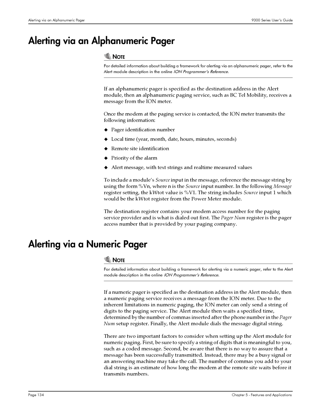 Siemens 9330, 9350, 9300 manual Alerting via an Alphanumeric Pager, Alerting via a Numeric Pager 