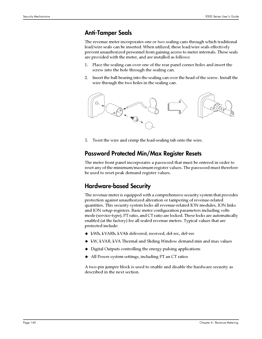 Siemens 9330, 9350, 9300 manual Anti-Tamper Seals, Password Protected Min/Max Register Resets, Hardware-based Security 