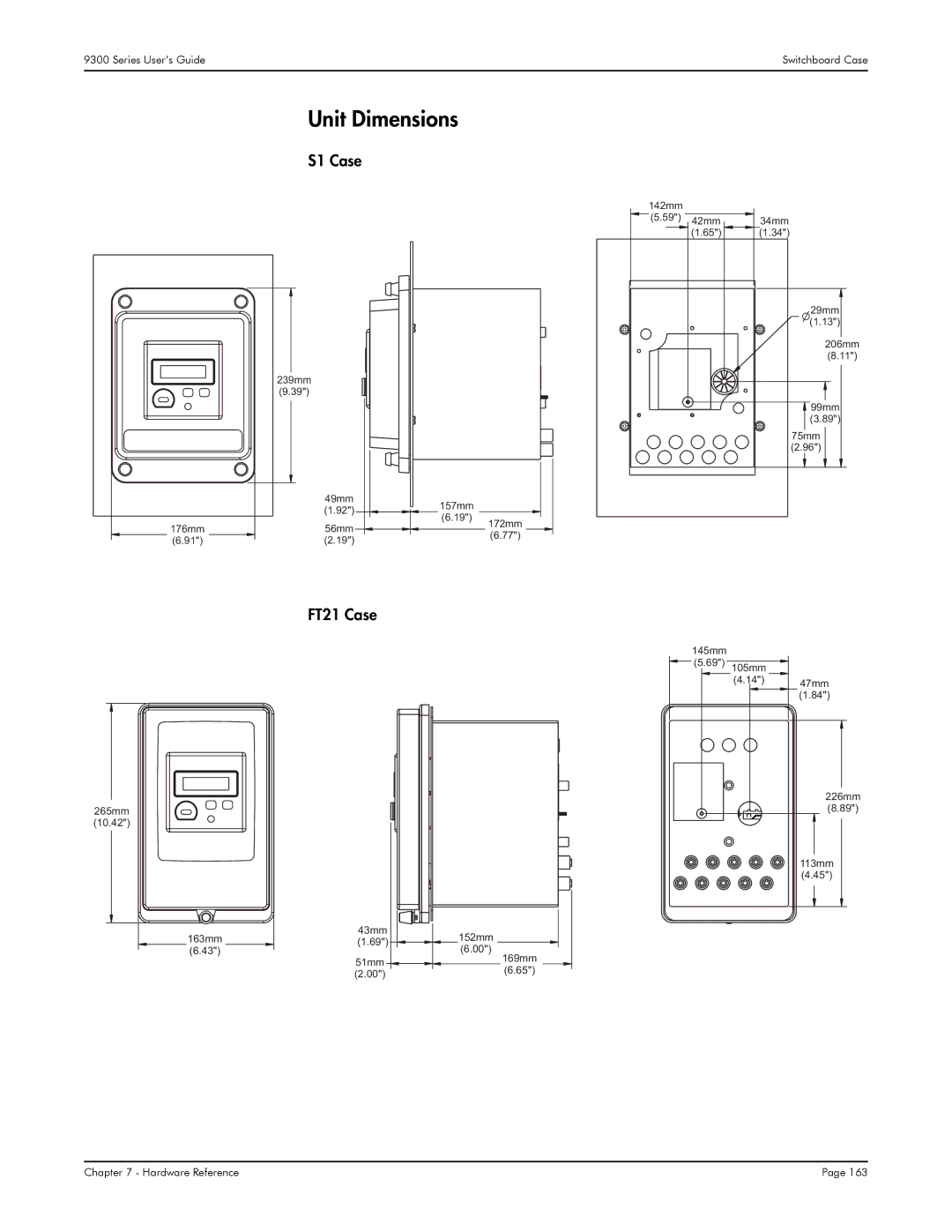 Siemens 9300, 9350, 9330 manual Unit Dimensions, S1 Case, FT21 Case 