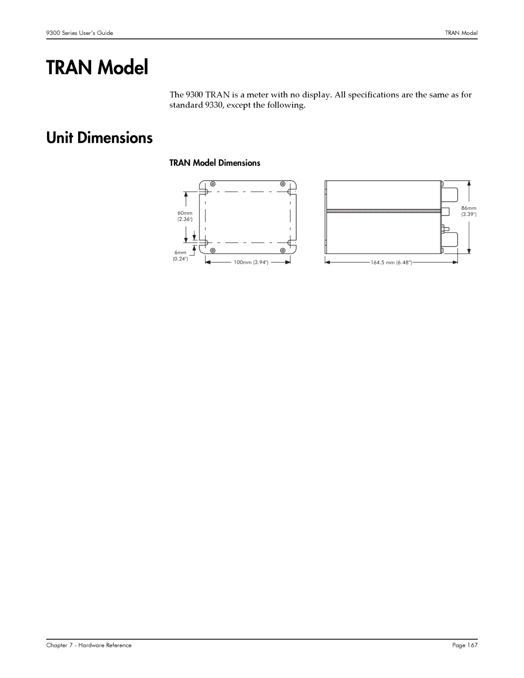 Siemens 9330, 9350, 9300 manual Tran Model Dimensions 