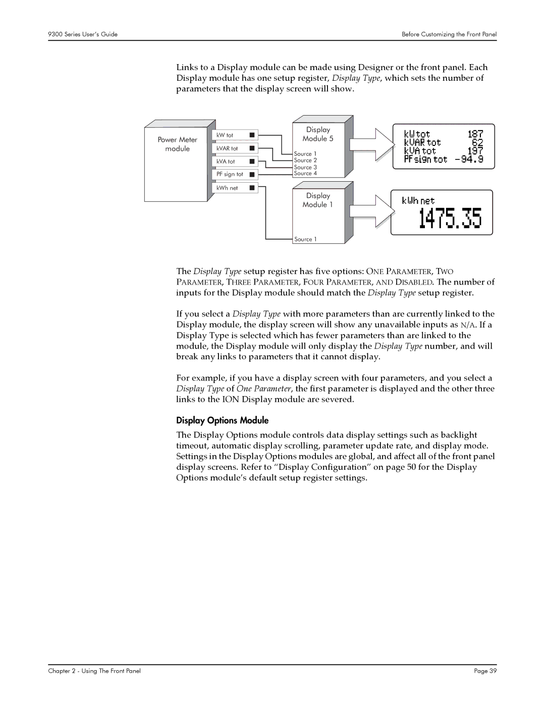 Siemens 9350, 9300, 9330 manual Display Options Module 