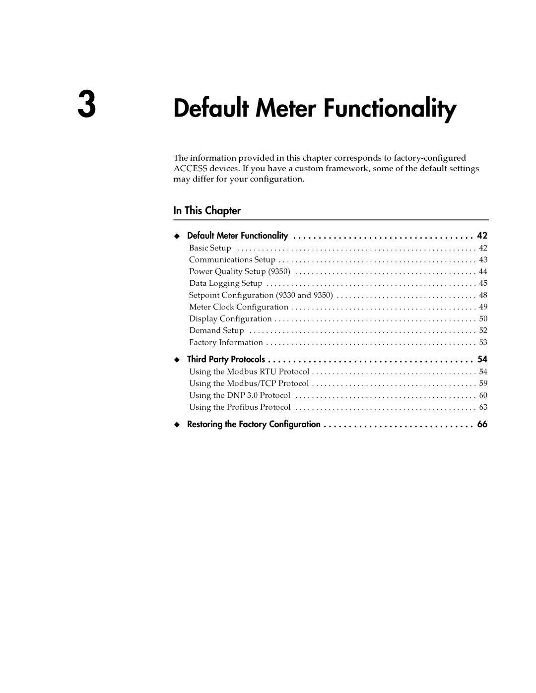 Siemens 9330, 9350, 9300 manual Default Meter Functionality 