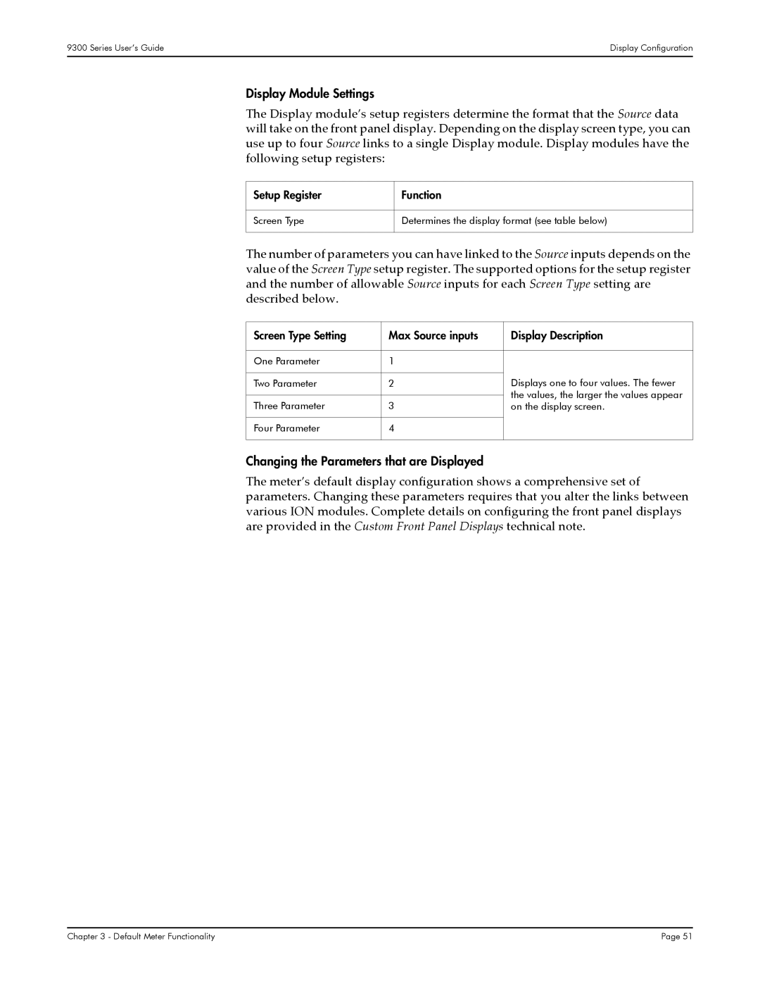 Siemens 9350, 9300, 9330 manual Display Module Settings, Changing the Parameters that are Displayed 