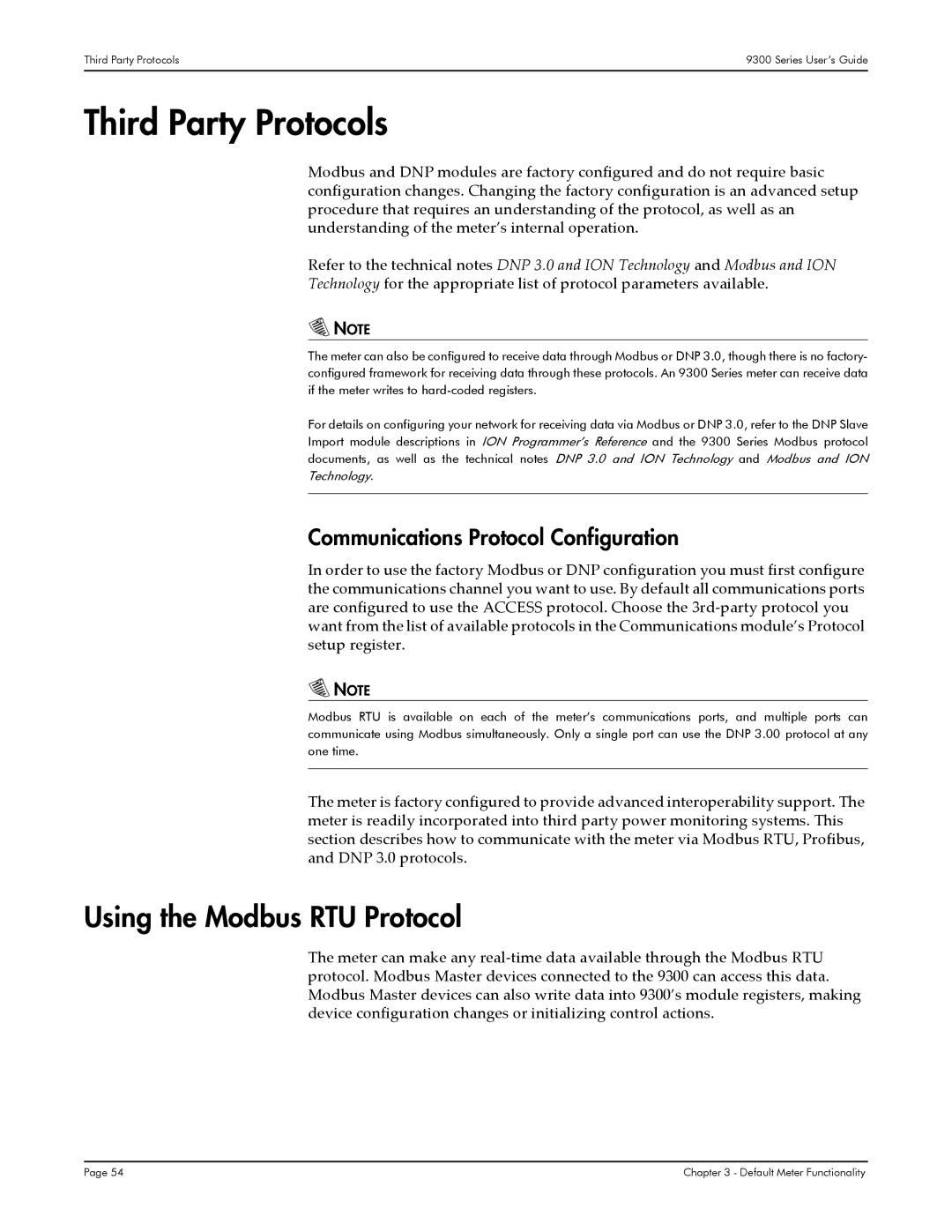 Siemens 9350, 9300, 9330 manual Third Party Protocols, Using the Modbus RTU Protocol, Communications Protocol Configuration 