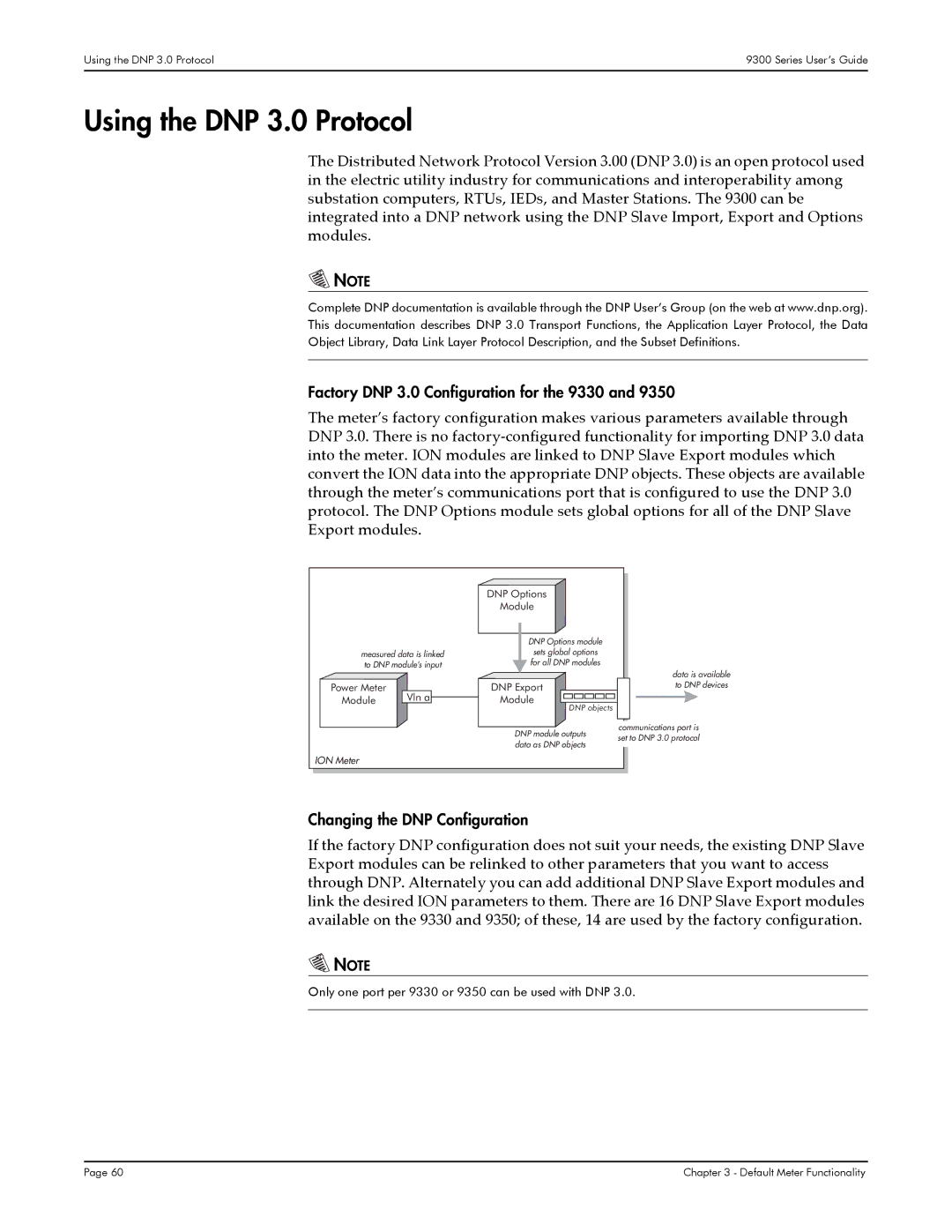 Siemens 9350, 9300 Using the DNP 3.0 Protocol, Factory DNP 3.0 Configuration for the 9330, Changing the DNP Configuration 