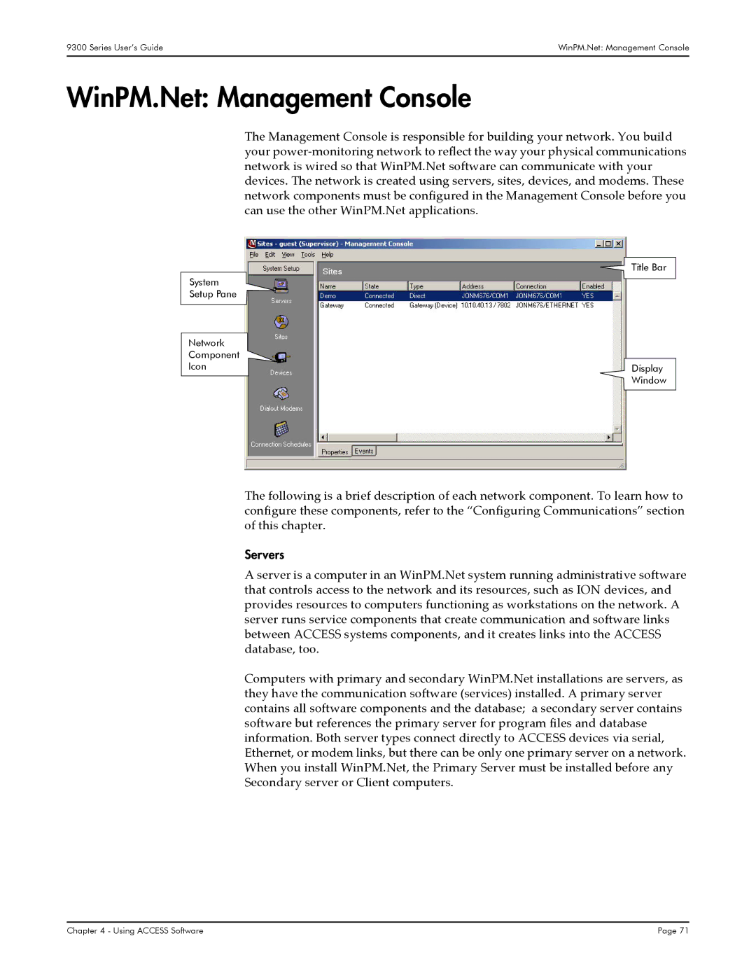 Siemens 9330, 9350, 9300 manual WinPM.Net Management Console, Servers 