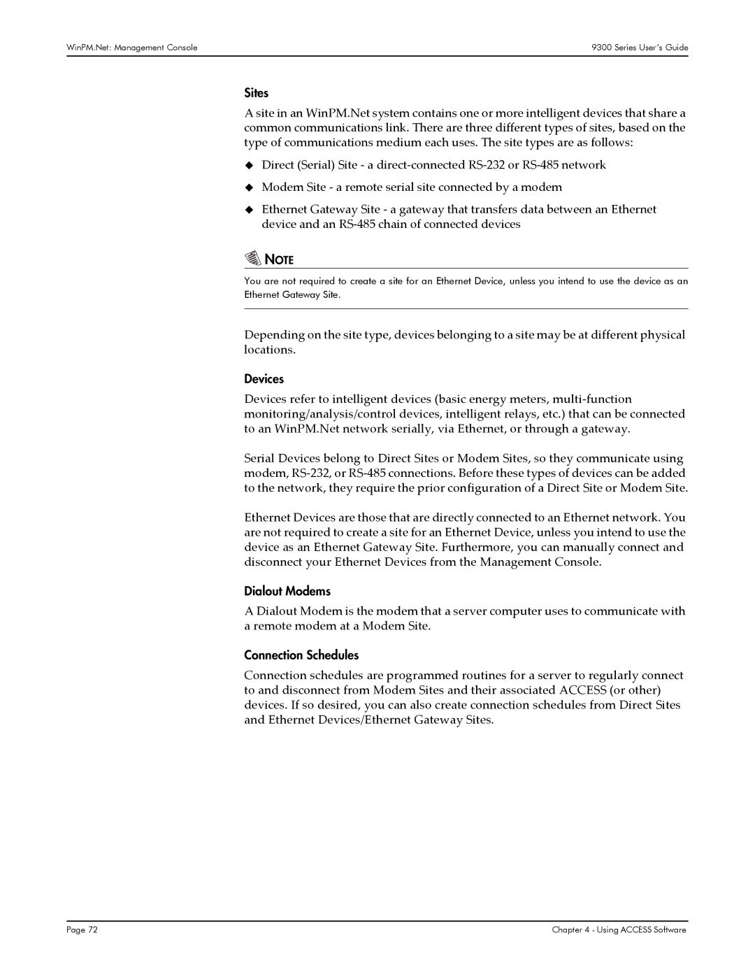 Siemens 9350, 9300, 9330 manual Sites, Devices, Dialout Modems, Connection Schedules 