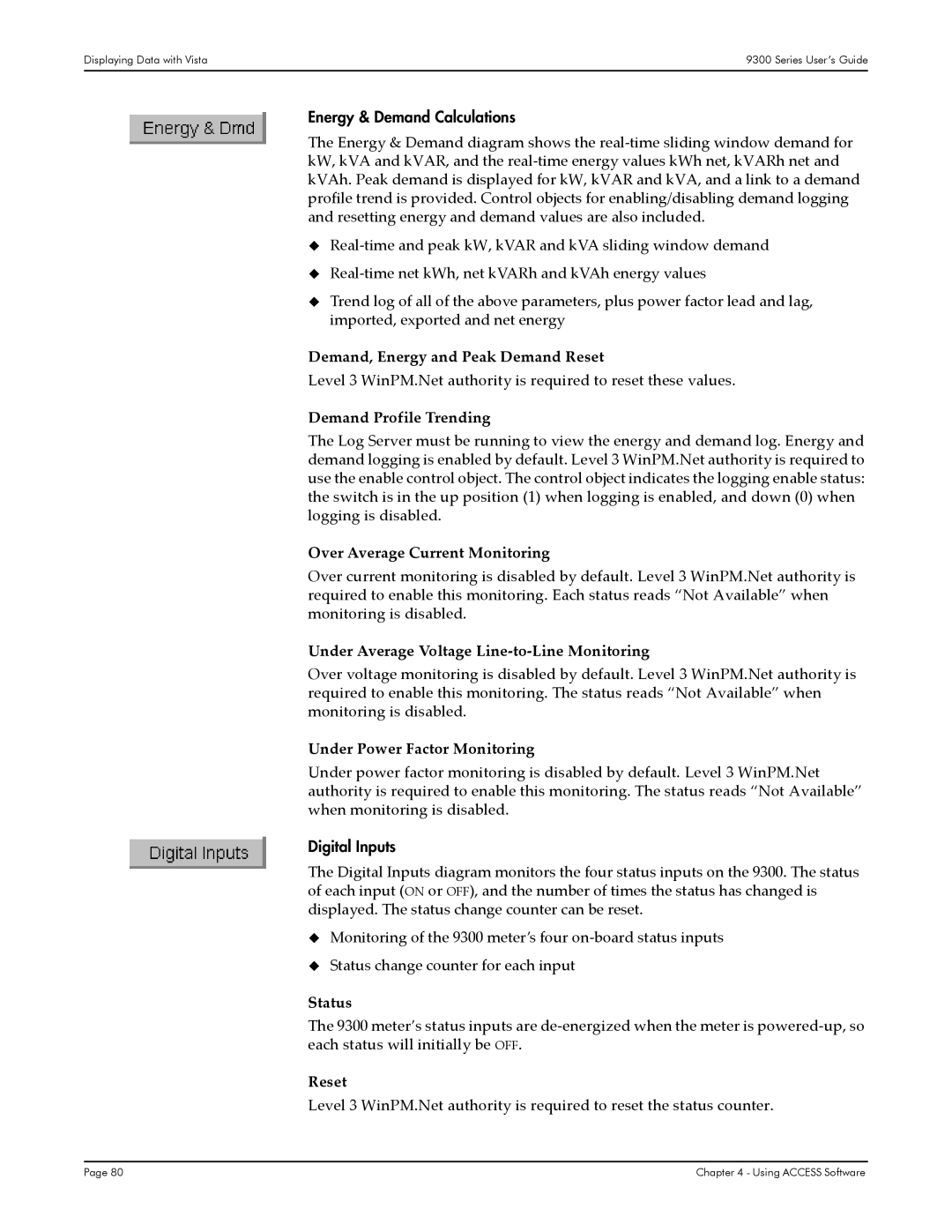 Siemens 9330, 9350, 9300 manual Energy & Demand Calculations, Digital Inputs 