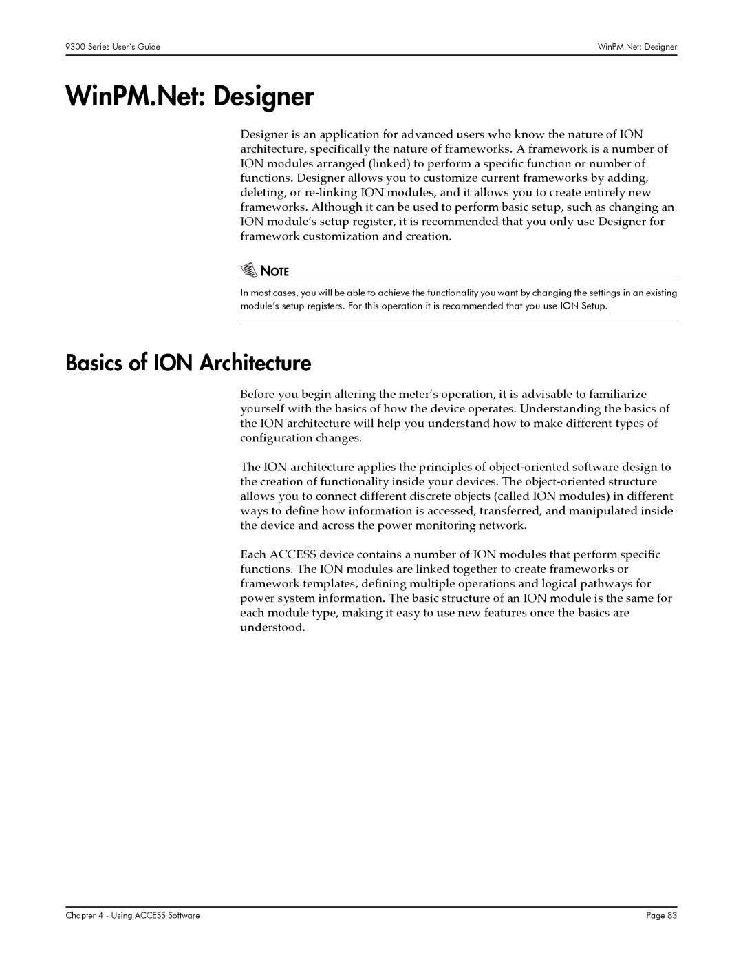 Siemens 9330, 9350, 9300 manual WinPM.Net Designer, Basics of ION Architecture 