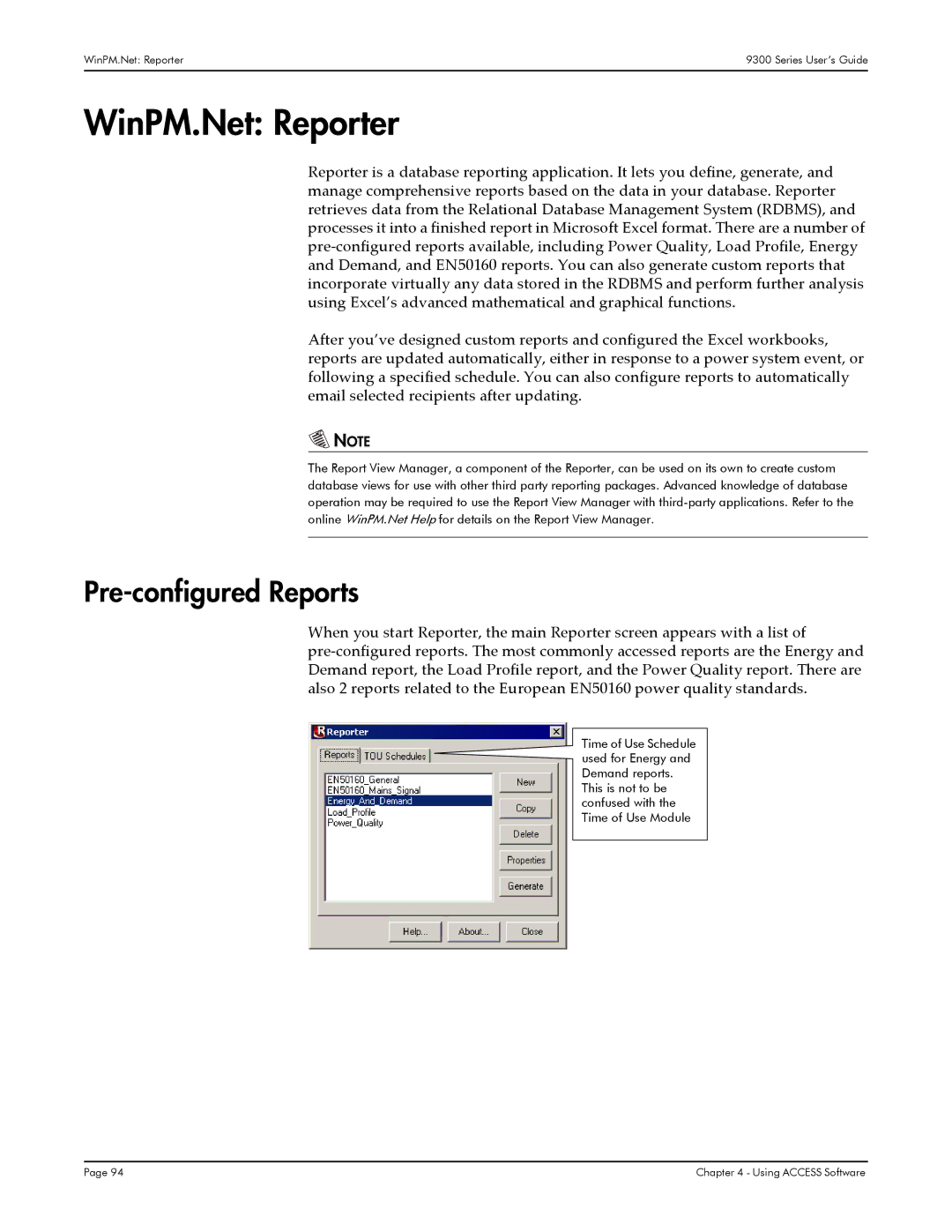 Siemens 9300, 9350, 9330 manual WinPM.Net Reporter, Pre-configured Reports 