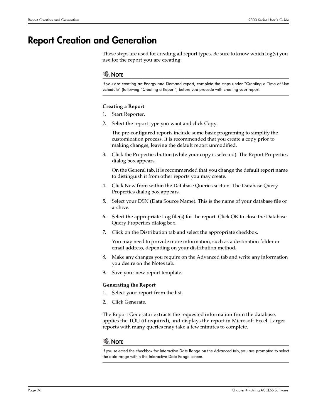 Siemens 9350, 9300, 9330 manual Report Creation and Generation, Creating a Report 