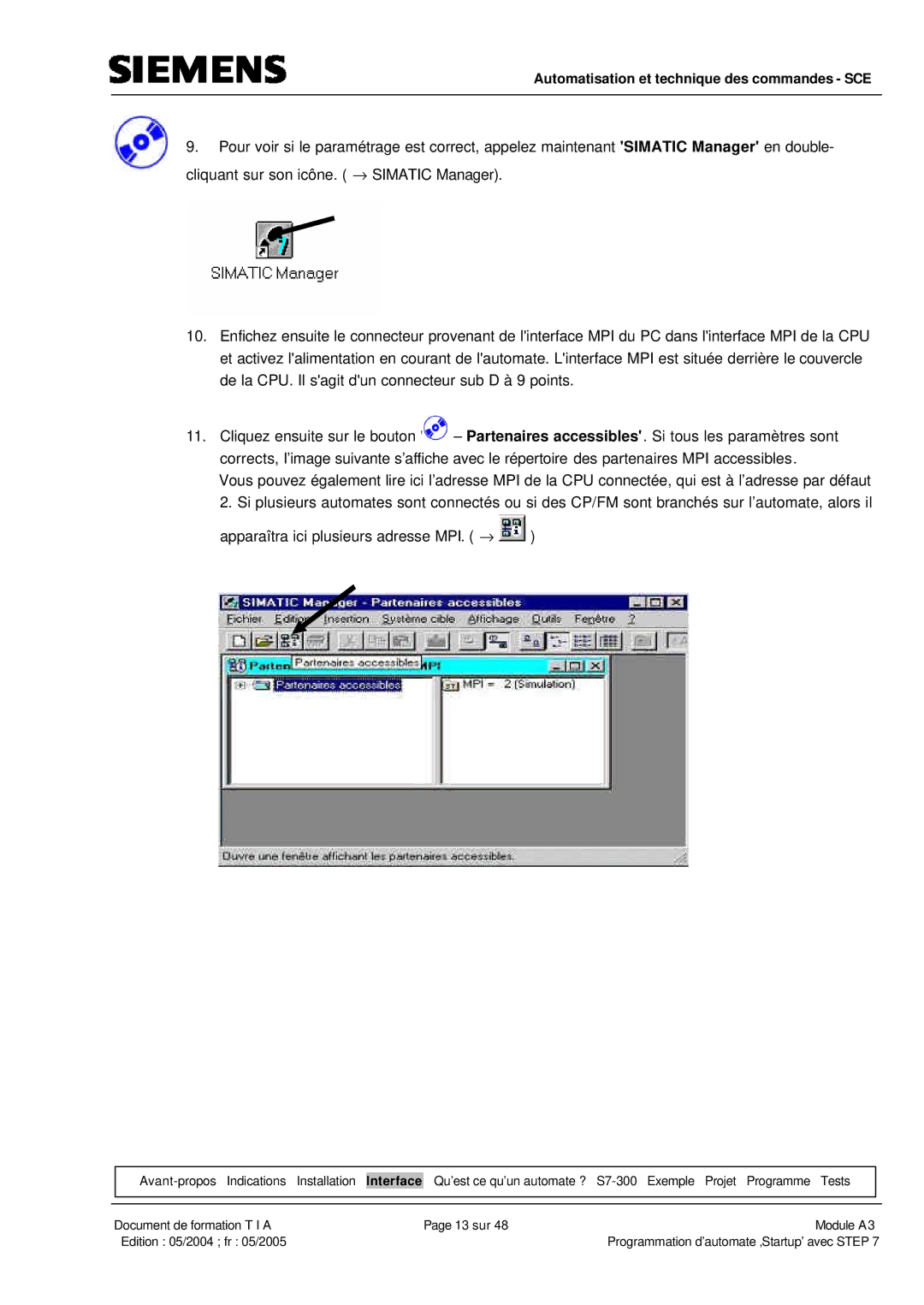 Siemens A3 manual Automatisation et technique des commandes SCE 