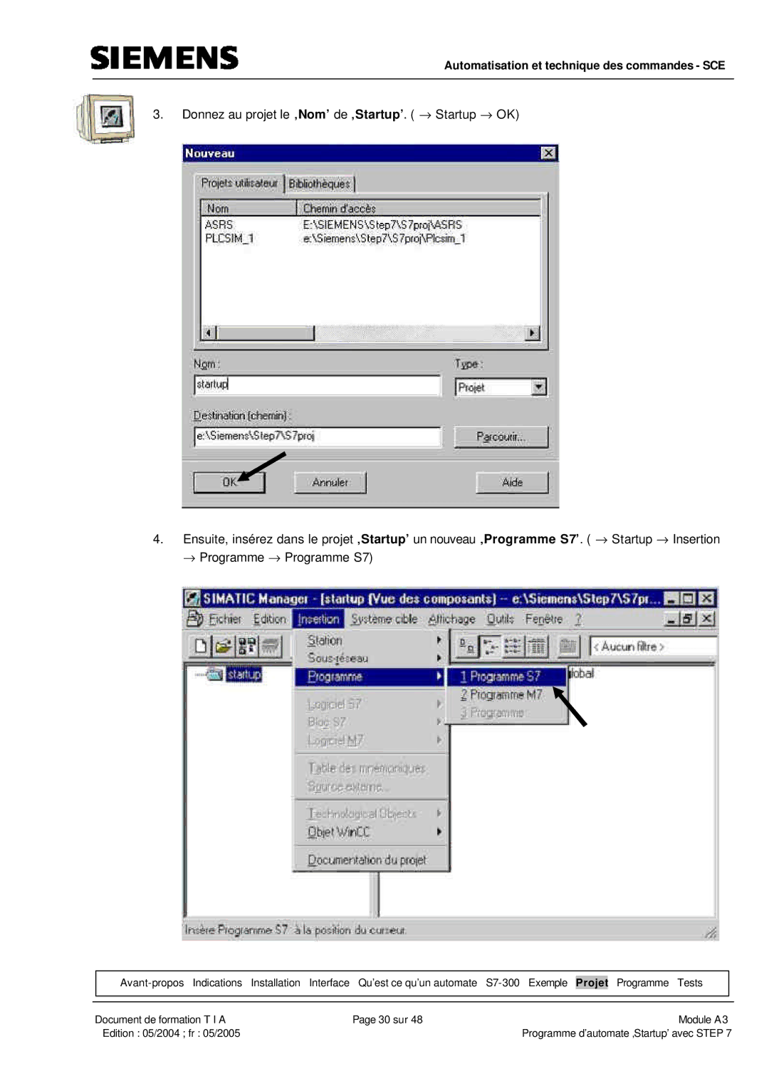 Siemens A3 manual Automatisation et technique des commandes SCE 