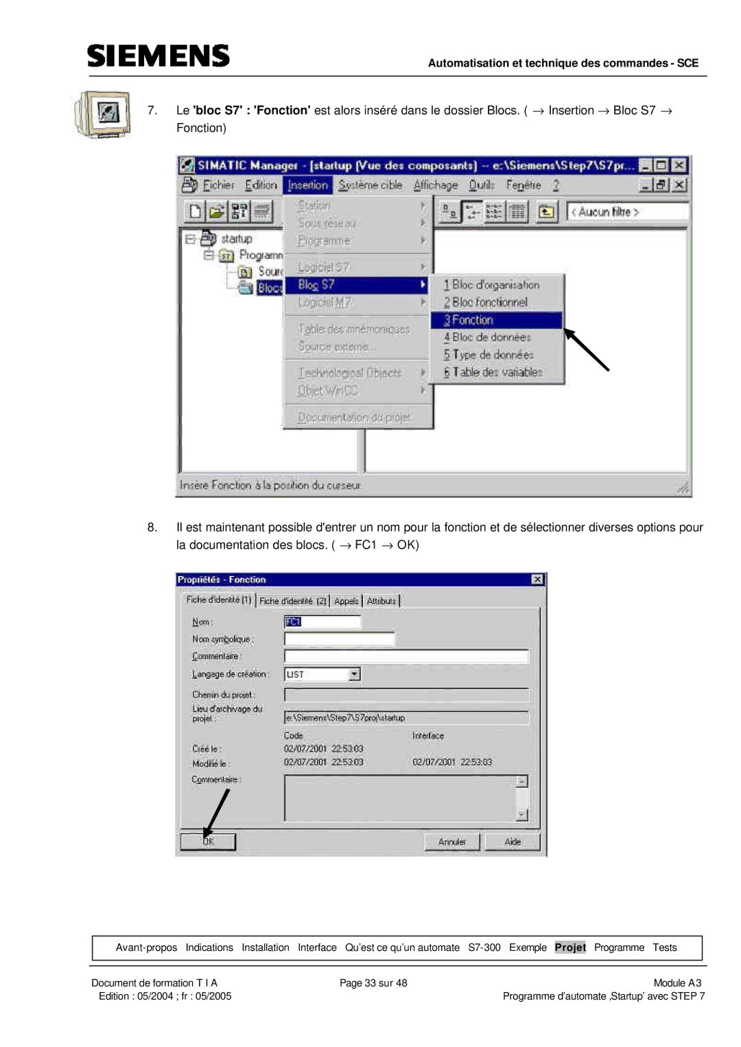 Siemens A3 manual Automatisation et technique des commandes SCE 