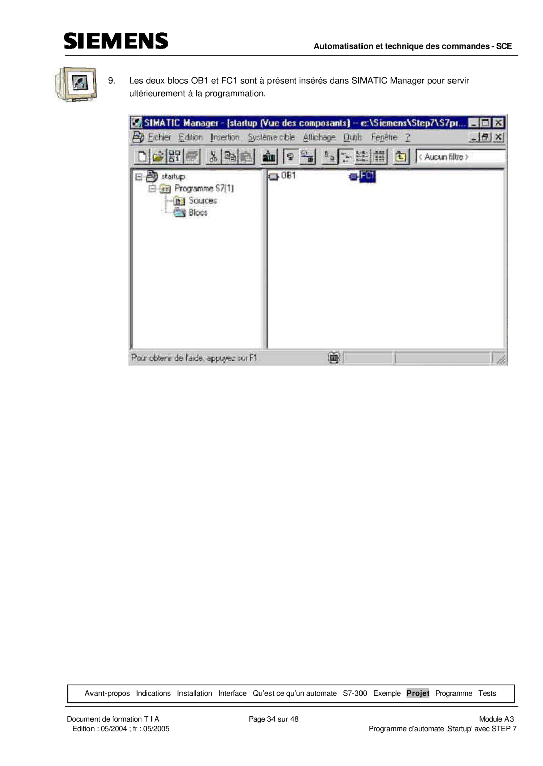 Siemens A3 manual Automatisation et technique des commandes SCE 