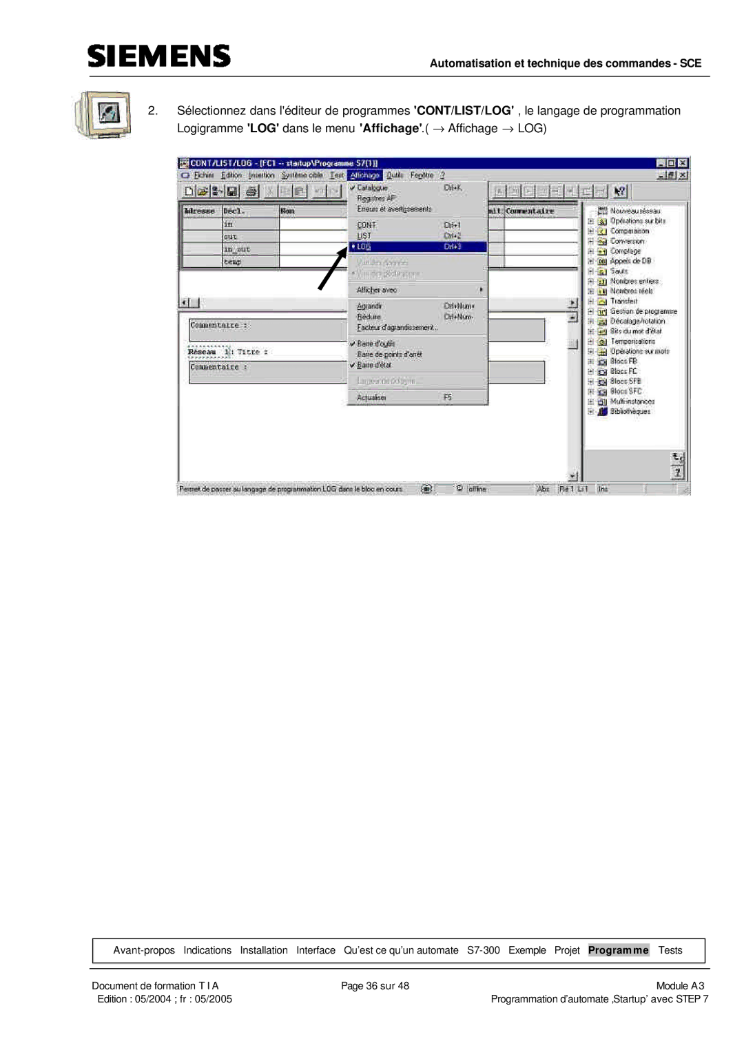 Siemens A3 manual Automatisation et technique des commandes SCE 