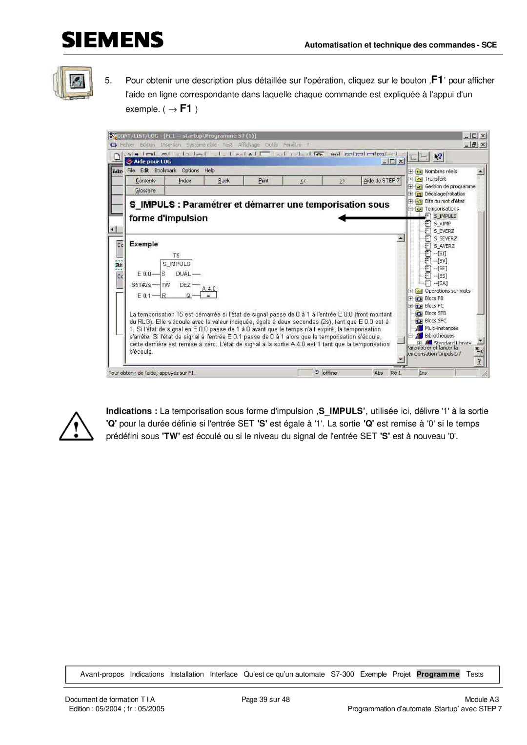 Siemens A3 manual Automatisation et technique des commandes SCE 