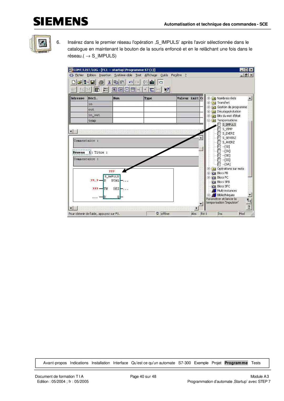 Siemens A3 manual Automatisation et technique des commandes SCE 