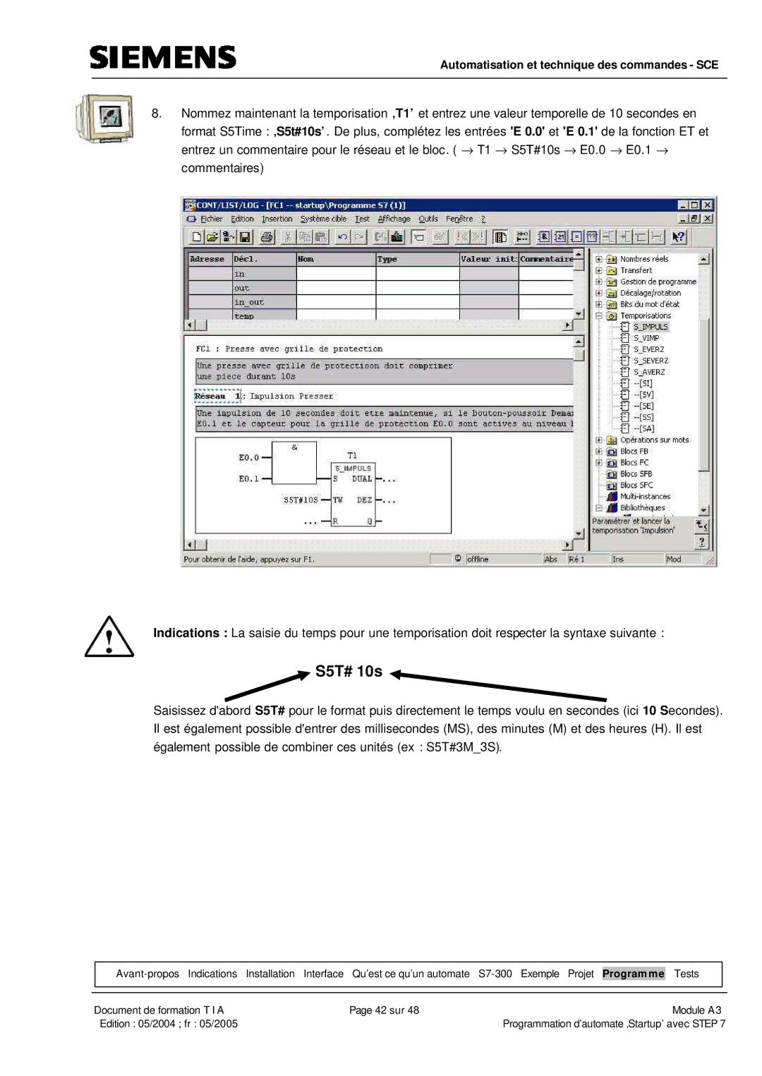 Siemens A3 manual S5T# 10s 