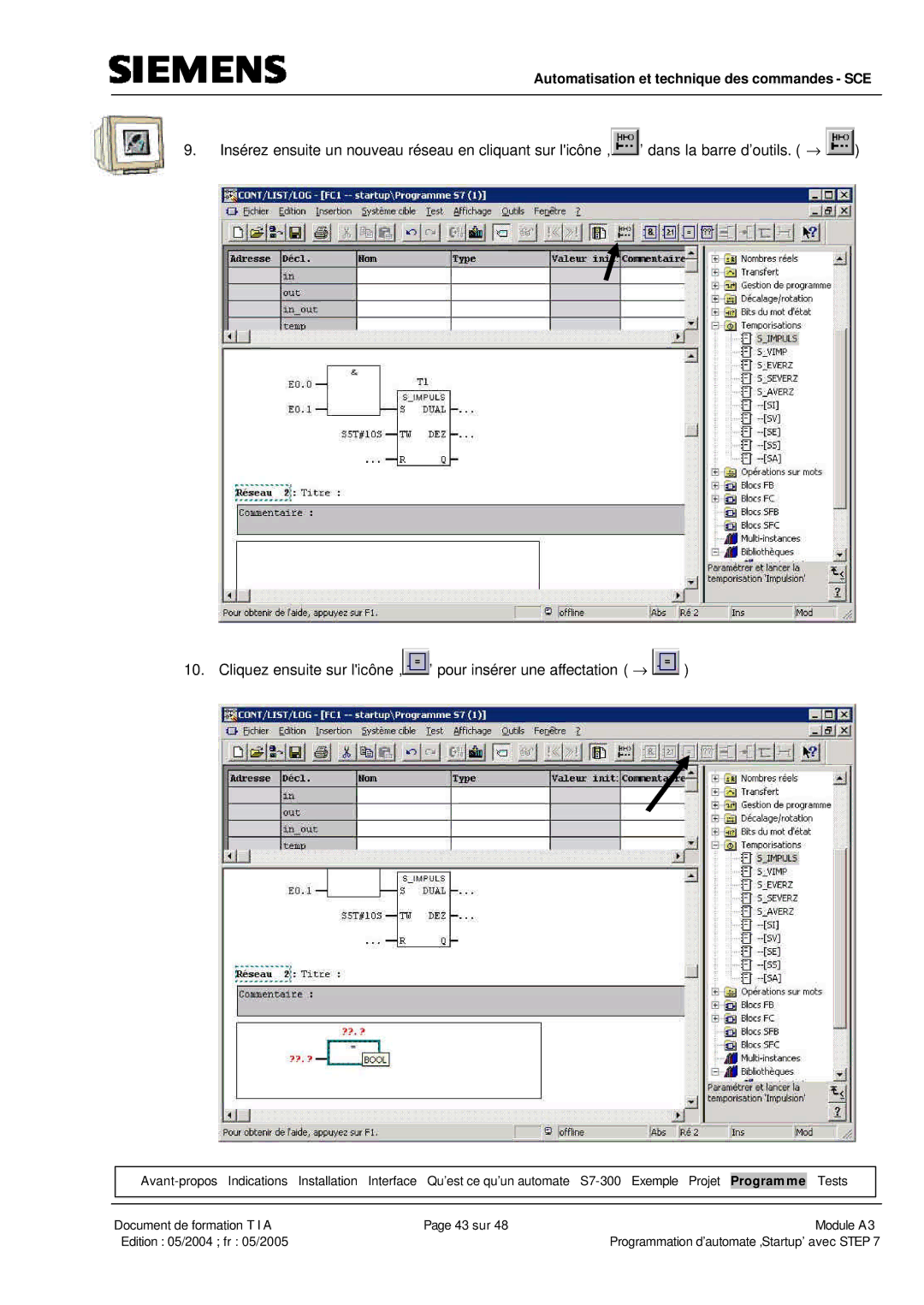 Siemens A3 manual Automatisation et technique des commandes SCE 