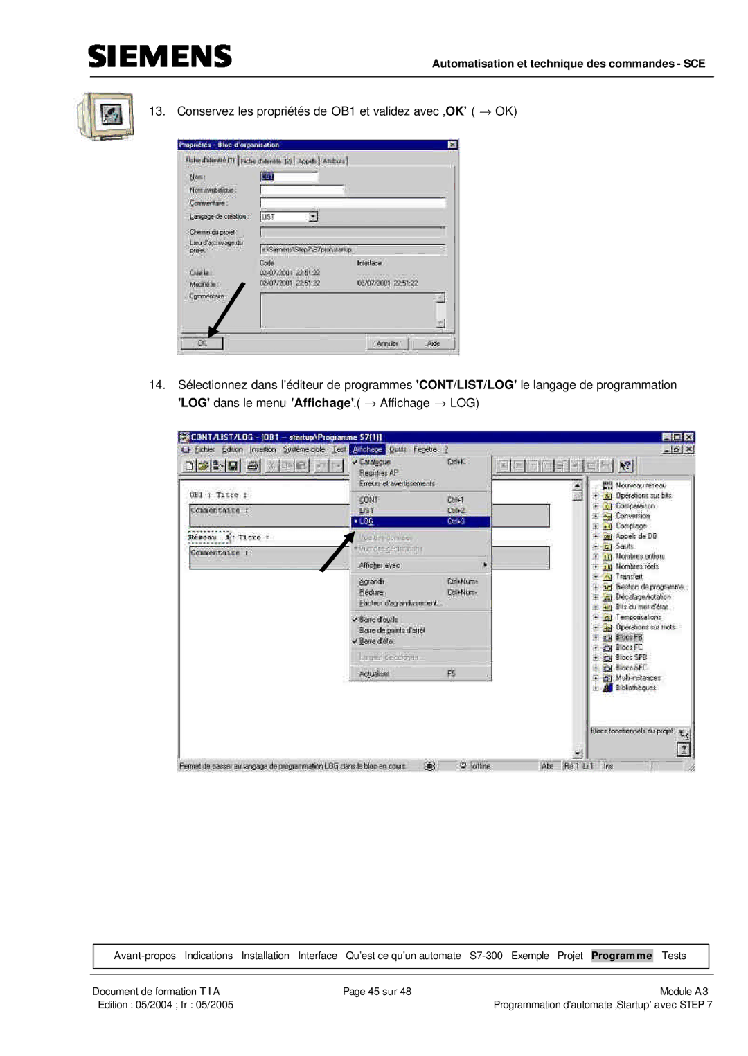 Siemens A3 manual Automatisation et technique des commandes SCE 