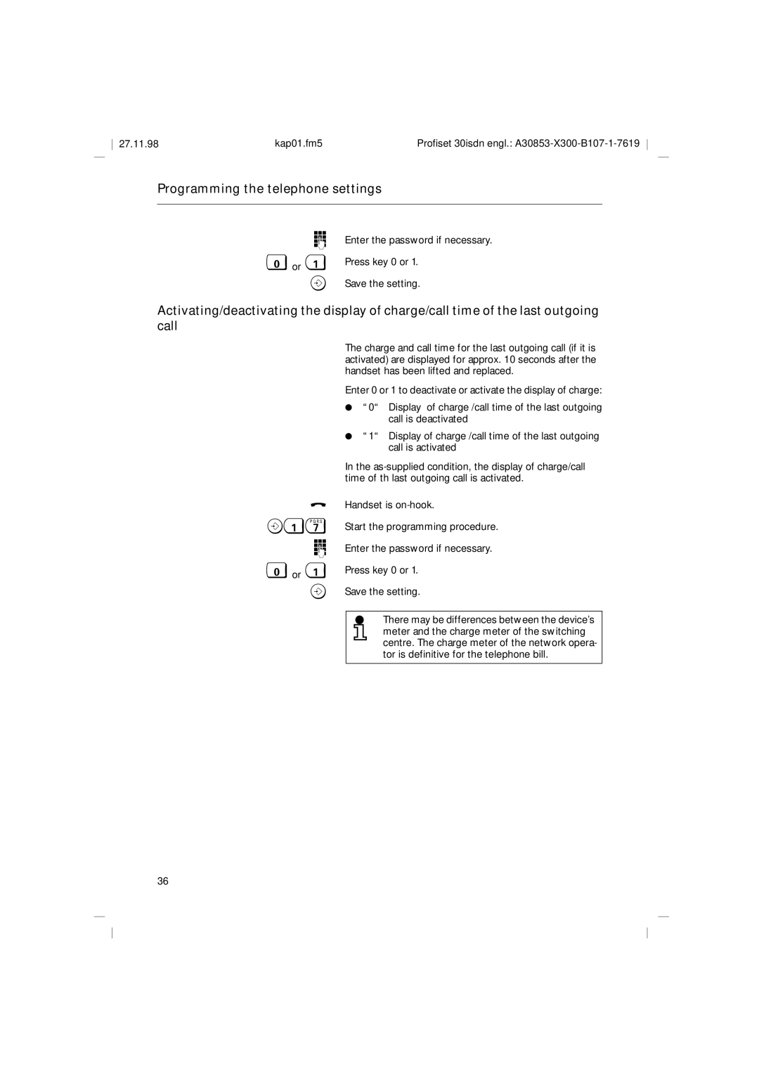 Siemens A30853 operating instructions Call is deactivated 