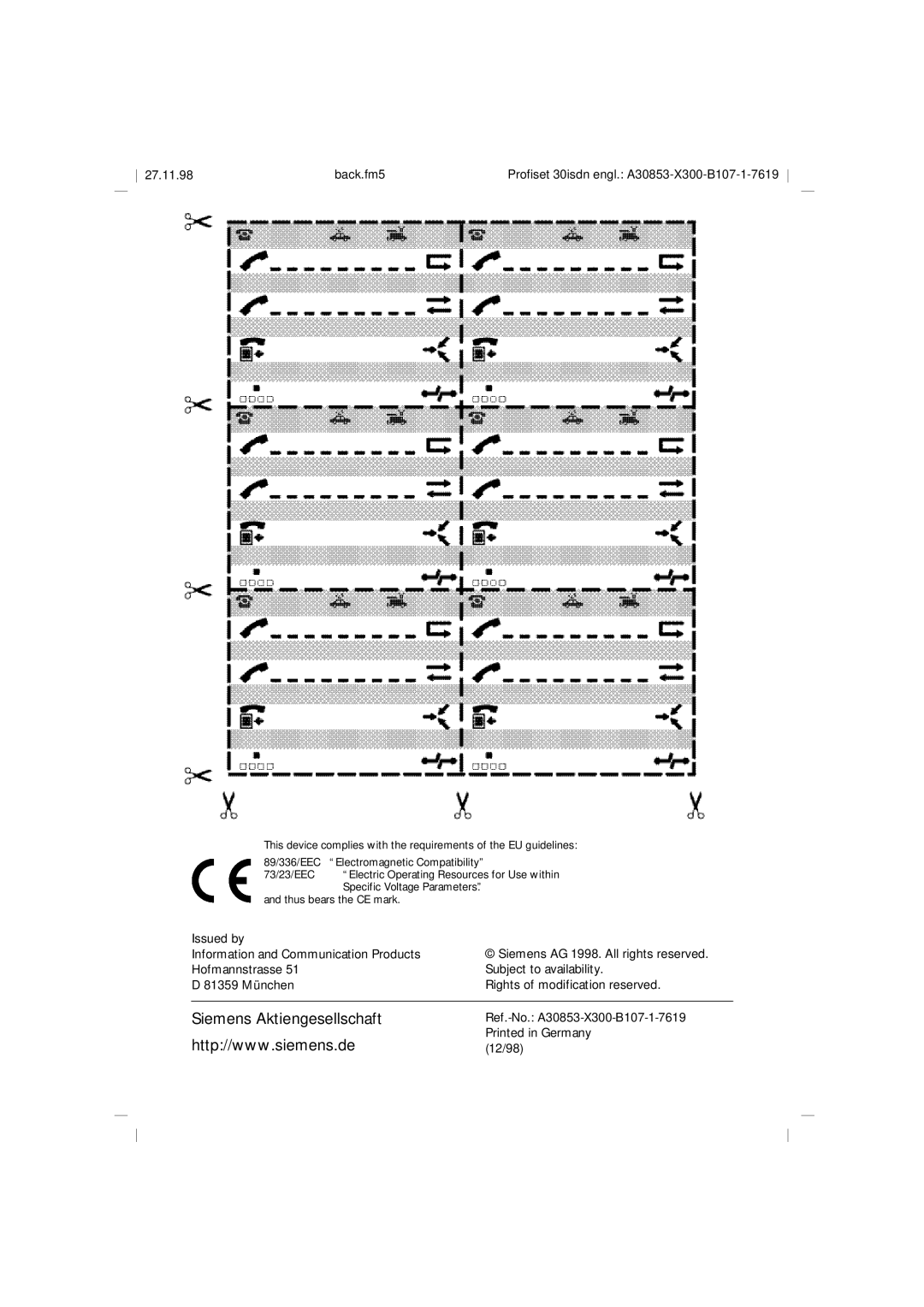 Siemens A30853 operating instructions Siemens Aktiengesellschaft 