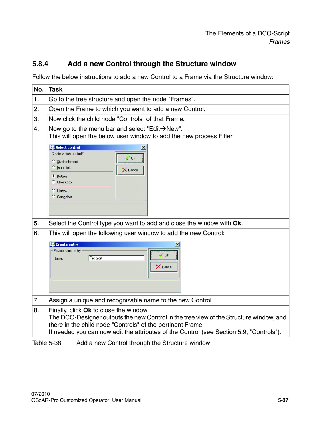 Siemens A31003-51730-U103-7619 user manual Add a new Control through the Structure window 