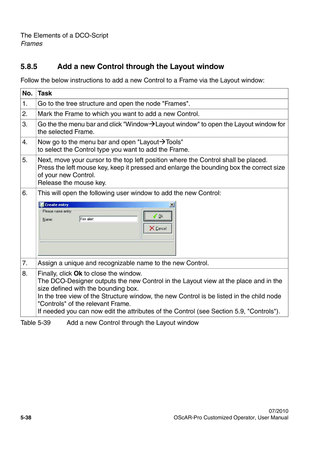 Siemens A31003-51730-U103-7619 user manual Add a new Control through the Layout window 