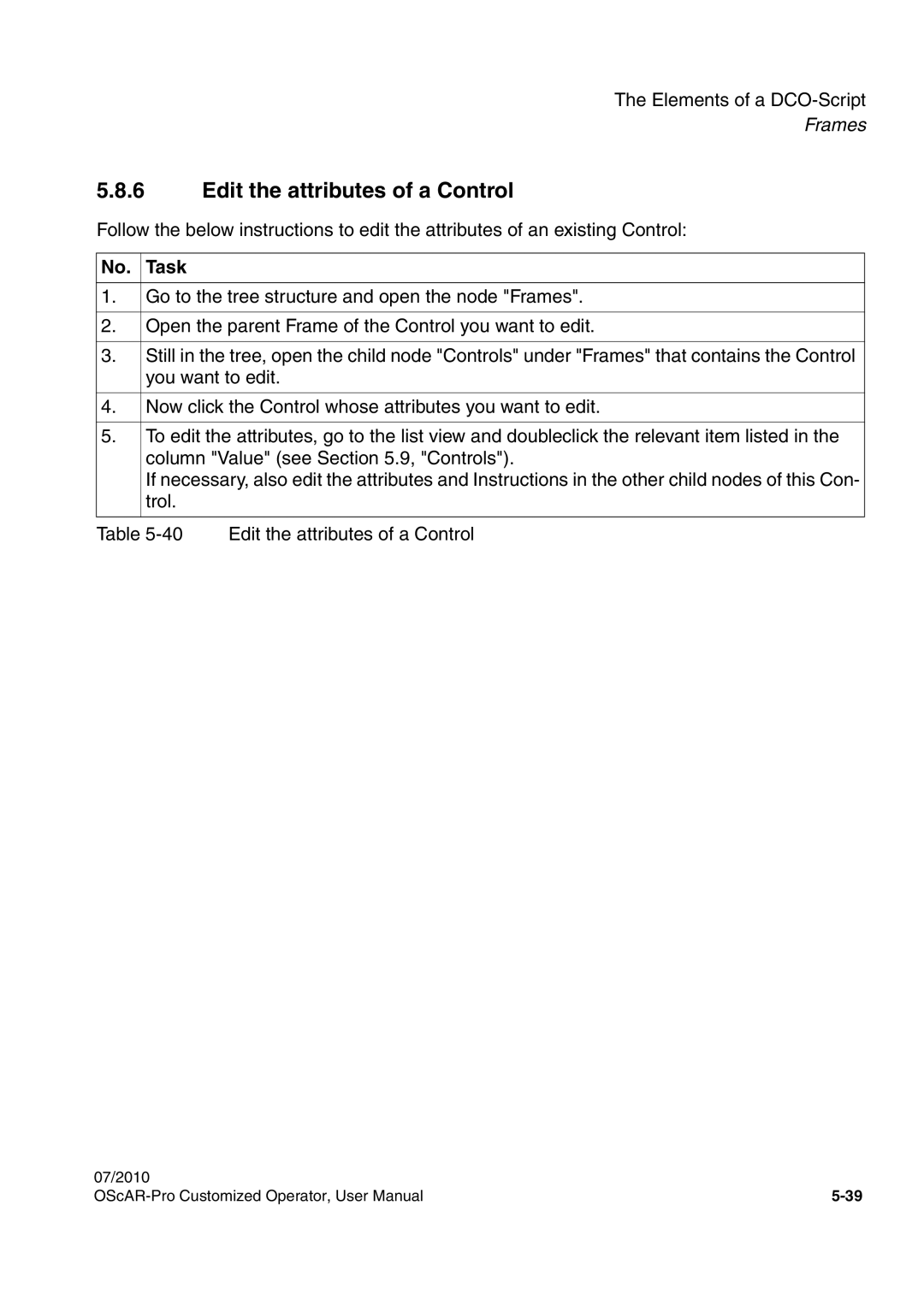 Siemens A31003-51730-U103-7619 user manual Edit the attributes of a Control, No. Task 