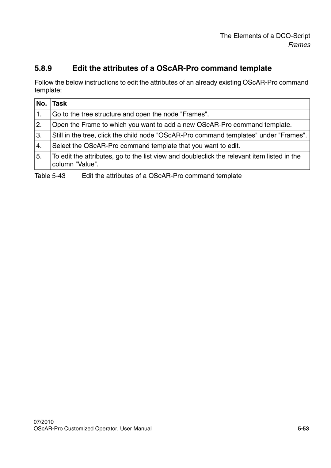 Siemens A31003-51730-U103-7619 user manual Edit the attributes of a OScAR-Pro command template 