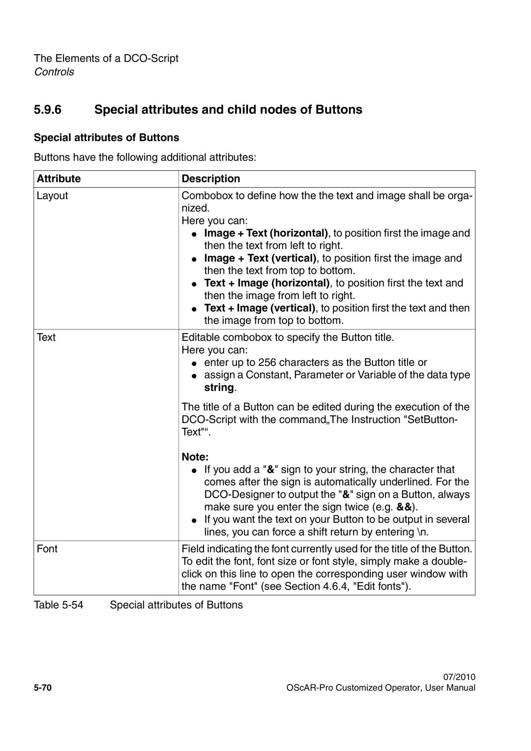 Siemens A31003-51730-U103-7619 user manual Special attributes and child nodes of Buttons, Special attributes of Buttons 