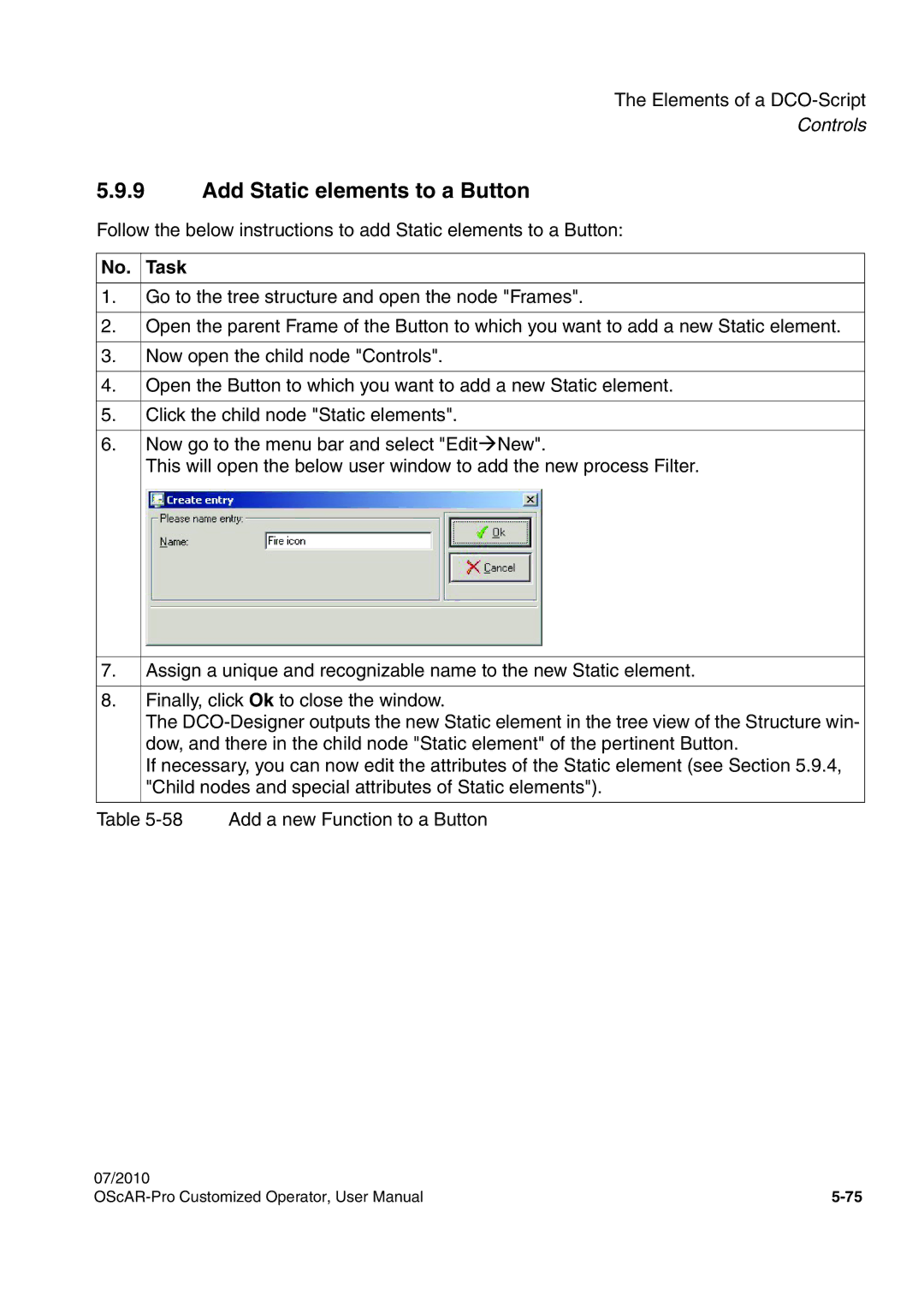 Siemens A31003-51730-U103-7619 user manual Add Static elements to a Button 