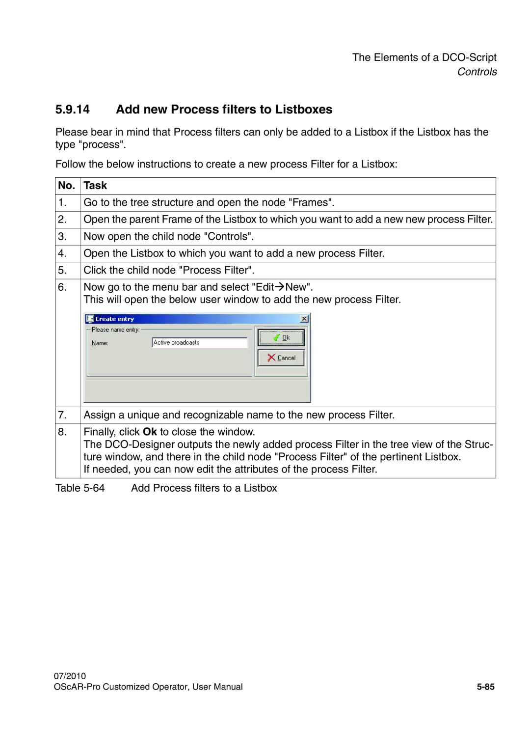 Siemens A31003-51730-U103-7619 user manual Add new Process filters to Listboxes, Task 