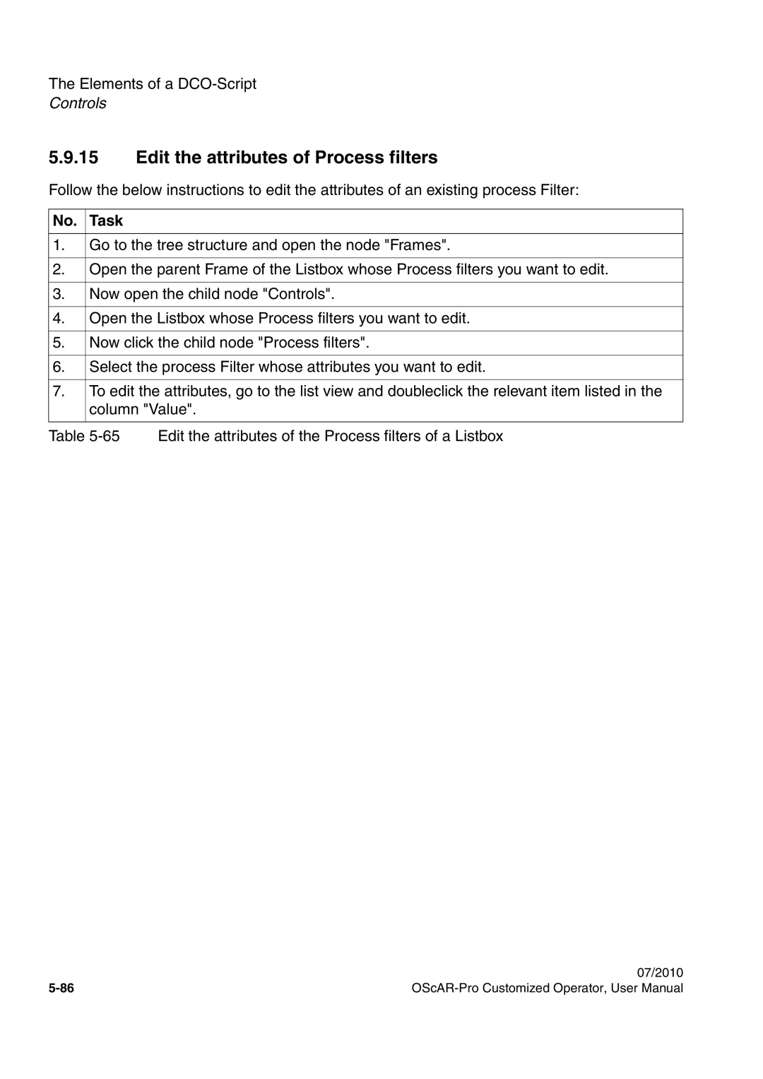 Siemens A31003-51730-U103-7619 user manual Edit the attributes of Process filters 