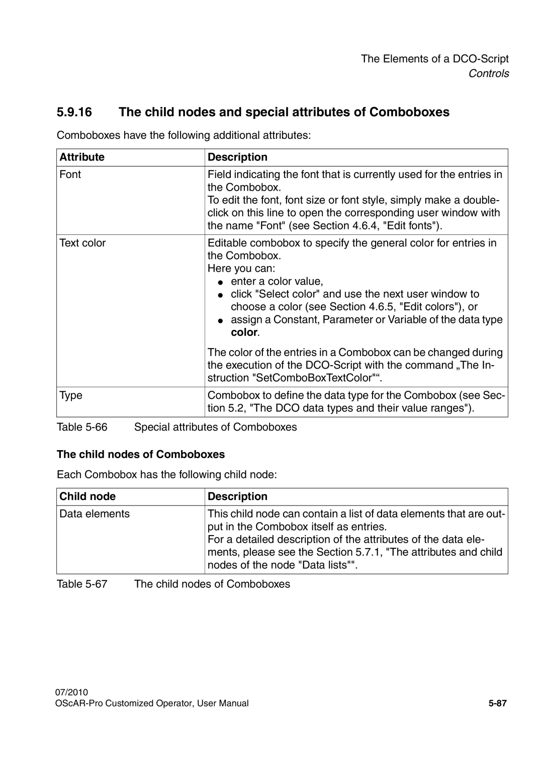 Siemens A31003-51730-U103-7619 user manual Child nodes and special attributes of Comboboxes, Child nodes of Comboboxes 