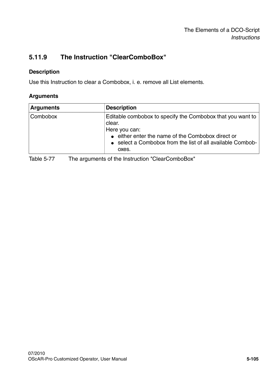 Siemens A31003-51730-U103-7619 user manual Instruction ClearComboBox 