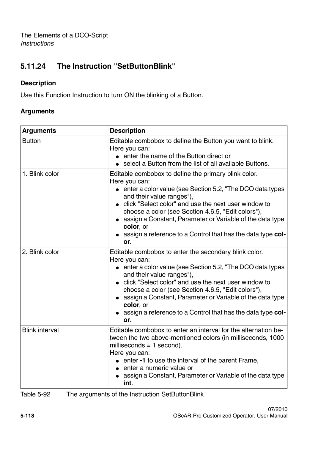 Siemens A31003-51730-U103-7619 user manual Instruction SetButtonBlink, Color, or 